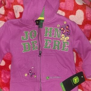 John Deere Kids Hoodie with Floral Accents